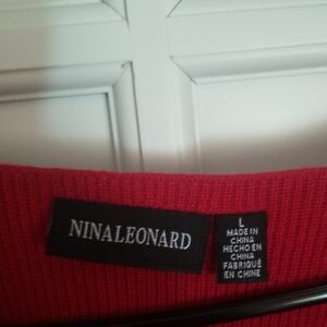 Nina Leonard Red Sweater Dress